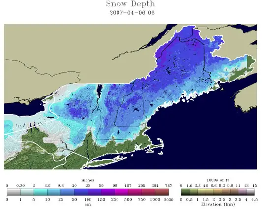 APRIL Snow Depth in Maine