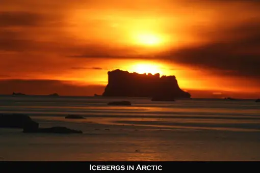 Arctic Sunset over icebergs
