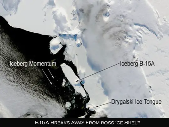 B15A Iceberg breaks away from Ros Ice Shelf