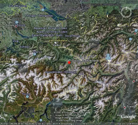 Davos Swiss Alps - Switzerland map