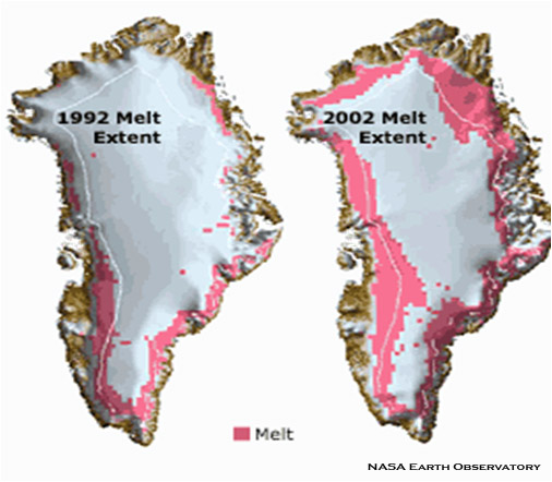Greenland Icesheet melt 1992 to 2002
