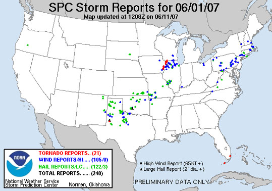 Storms in USA in June 2007