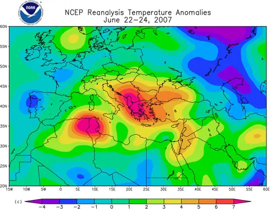June 2007 Europe heat waves