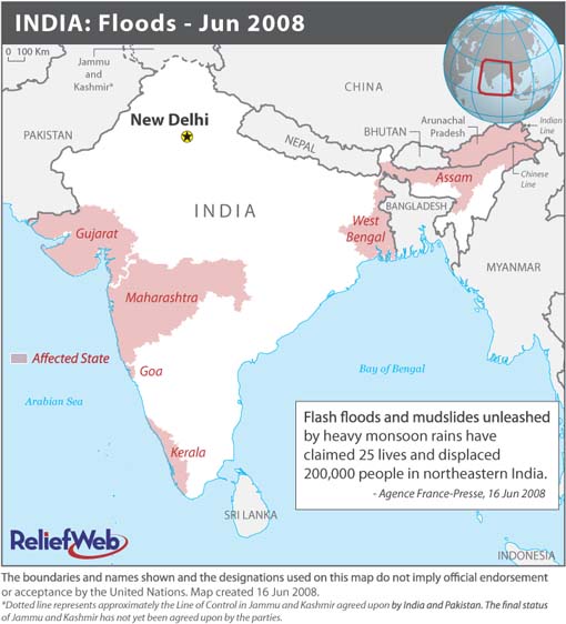 June 2008 India extreme flooding