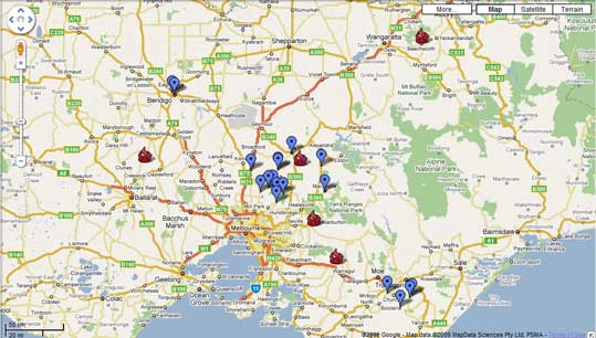 Kinglake Fire map