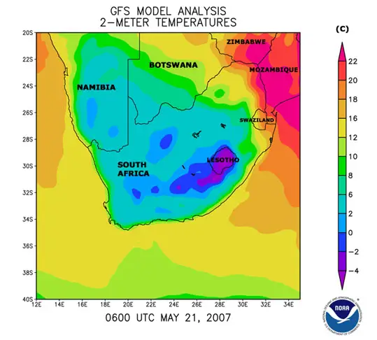 May 2007 winter freeze South Africa