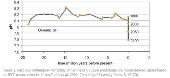 Ocean pH acidity graph