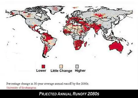 Map - annual projected water runoff 2080