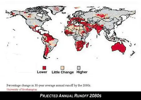 Projected water runoff map