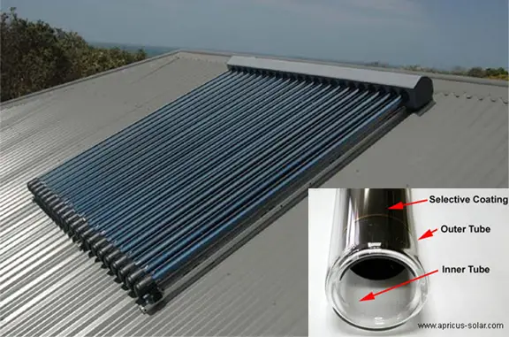 Solar hot water evacuated tube