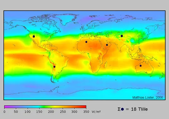 Solar area needed to generate world's electricity