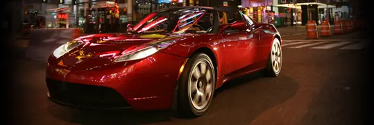 Telsa electric red car