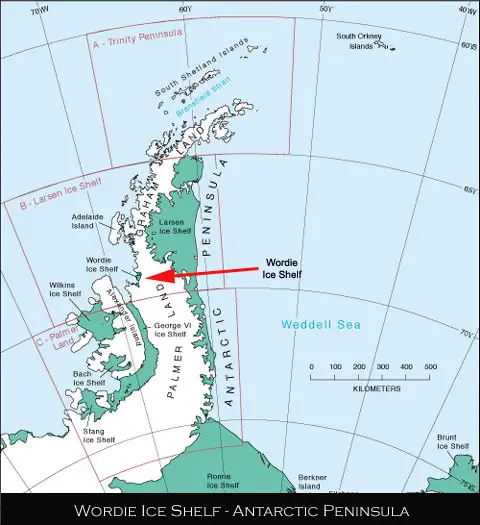 Antarctic wordie Ice Shelf map