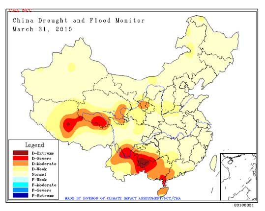 July 2009 China drought map